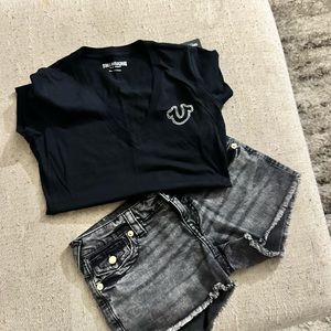 Brand New True Religion Outfit Tshirt and Shorts .
